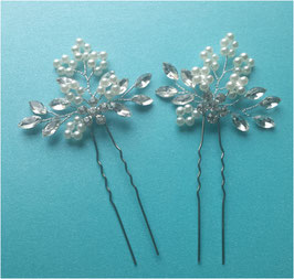 Set 2. Stk. Haarnadeln Braut Haarnadeln Perlen Silber Strass Haarnadeln Hochzeit  N6289
