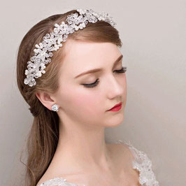 Haarschmuck Hochzeit Braut Haarband Haardraht Perlen Blumen Silber Strass Brautschmuck Blumen Perlen N2299