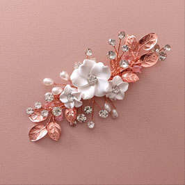 Haarklammer Blumen Perlen Strass Art. Nr.4182-Rosegold