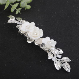 Haarklammer Blumen Perlen Art. Nr.4968-Silber