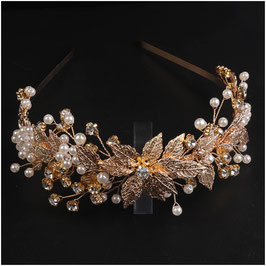 Haarreif Gold Perlen Strass N1441-G