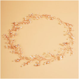 Haardraht Rosegold Perlen Strass N2568-Rosegold