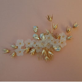 Haarkamm Gold Blumen Perlen Art. N3118