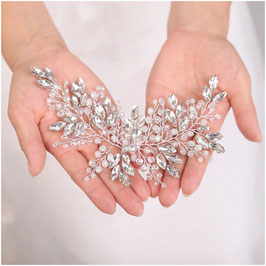 Haardraht Perlen Strass Silber N77092