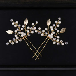 Set 2. Stk. Haarnadeln Braut Haarnadeln Gold Perlen Haarschmuck Hochzeit Art. N6251 Haarschmuck Gold Perlen