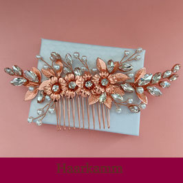 Haarkamm Rosegold Blumen Perlen Strass N3283-Rosegold