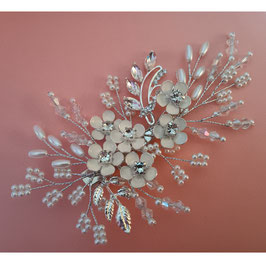 Haarklammer Perlen Blumen Strass Art.4582-Silber