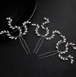 Set 3 Stück Haarnadeln Perlen Silber N60018-S  Haarschmuck Hochzeit Haarschmuck Braut Haar Accessoires online