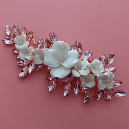 Haarklammer Rosegold Blumen Perlen Strass Art.4803-Rosegold