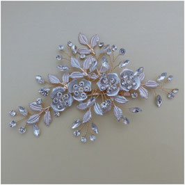 Fascinator Braut Haarklammer Blumen Perlen Strass Haarschmuck Blüten N40828