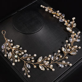 Haarband Gold Perlen Strass Art. N2984-Gold Haarschmuck Braut Haarschmuck Hochzeit