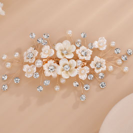 Haarklammer Blumen Perlen Strass Gold Art. N4115-G