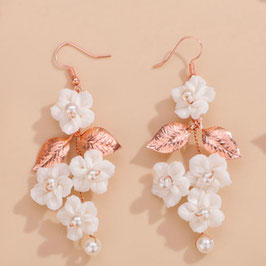 Braut Ohrringe Blumen Perlen N5320-Rosegold
