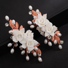 Set 2. Stk. Haarklammern Rosegold Blumen Perlen Strass Art. N4795-Rosegold