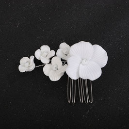 Haarkamm Blumen Perlen Art. N3593-Silber