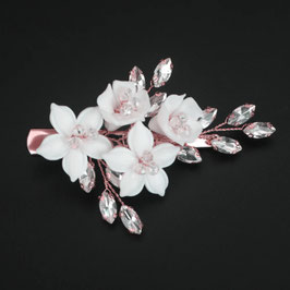 Haarklammer Blumen Perlen Strass Art.Nr.4588-Rosegold