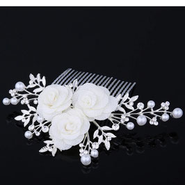 Haarkamm Blumen Perlen Silber Haarschmuck Kamm Perlen Blumen N3177