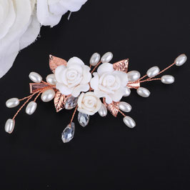 Haarklammer Blumen Perlen Art.4623-Rosegold