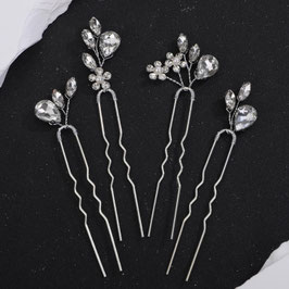 Set 4. Stk. Haarnadeln Silber Strass Art.6835-S