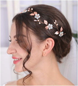 Haarband Blumen Perlen Rosegold Haarschmuck Braut Haarschmuck Hochzeit N2305-Rosegold
