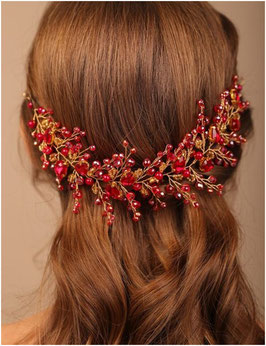 Haardraht Rot Perlen Art. N8060 Haarschmuck Braut Haarschmuck Hochzeit
