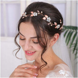 Haarband Blumen Perlen Rosegold Haarschmuck Braut Haarschmuck Hochzeit N2305-Rosegold