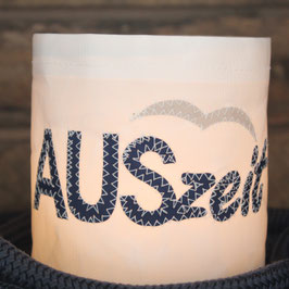 Kleines Windlicht "Auszeit" marineblau