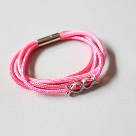 Armband "Fische" aus pinkem Tauwerk