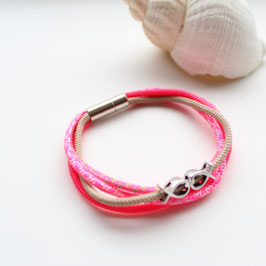 Armband "Fische" aus pink/beigem Tauwerk