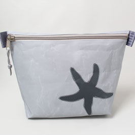 XL-Segeltasche grau mit maritimen Motiv in grau und rot
