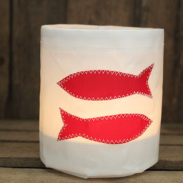 Kleines Windlicht "Fische" rot