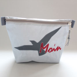 XL-Segeltasche grau mit maritimen Motiv in grau/rot