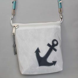 Kleine Tasche weiß "Anker" mit beigem Tau