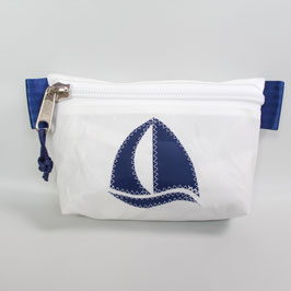 Segeltasche weiß mit marineblauem Motiv