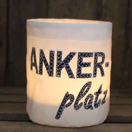 Kleines Windlicht "Ankerplatz" marineblau