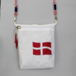 Kleine Tasche weiß "Dänemark" mit weiß/rotem Tau