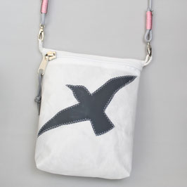 Kleine Tasche weiß "Möwe" mit hellgrauem Tau