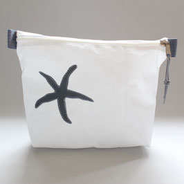 XL-Segeltasche weiß mit maritimen Motiv in grau