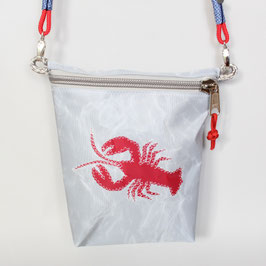 Kleine Tasche grau "Hummer" mit rotem Tau