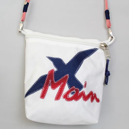 Kleine Tasche weiß "Möwe/Moin" mit rotem Tau