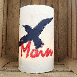 Windlicht XL "Möwe/Moin" marineblau/rot