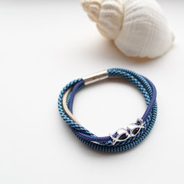 Armband "Fische"aus blauem Tauwerk