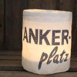 Kleines Windlicht "Ankerplatz" grau