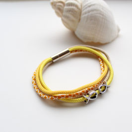 Armband "Fische" aus gelbem Tauwerk