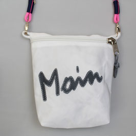 Kleine Taschen weiß "Moin" mit rosa Tau
