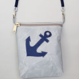 Kleine Tasche grau "Anker marineblau" mit hellgrauem Tau