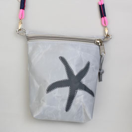 Kleine Tasche grau "Seestern" mit rosa Tau