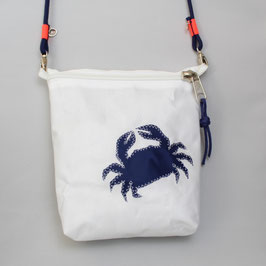 Kleine Tasche weiß "Krebs" mit marineblauem Tau