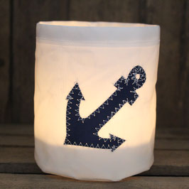 Kleines Windlicht "Anker" marineblau