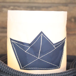 Kleines Windlicht "Papierboot" marineblau